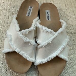 Steve Madden Women's White Frayed Sandals